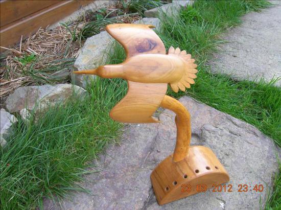 Bécasse en vol - Sculpture animalière sur bois / Bone Carving